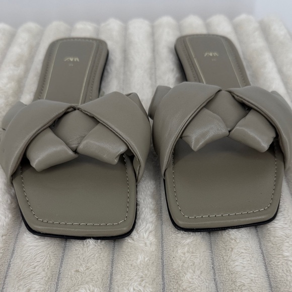 Zara Women's Braided Leather Slide Sandals size 8.5/39 - Picture 3 of 6